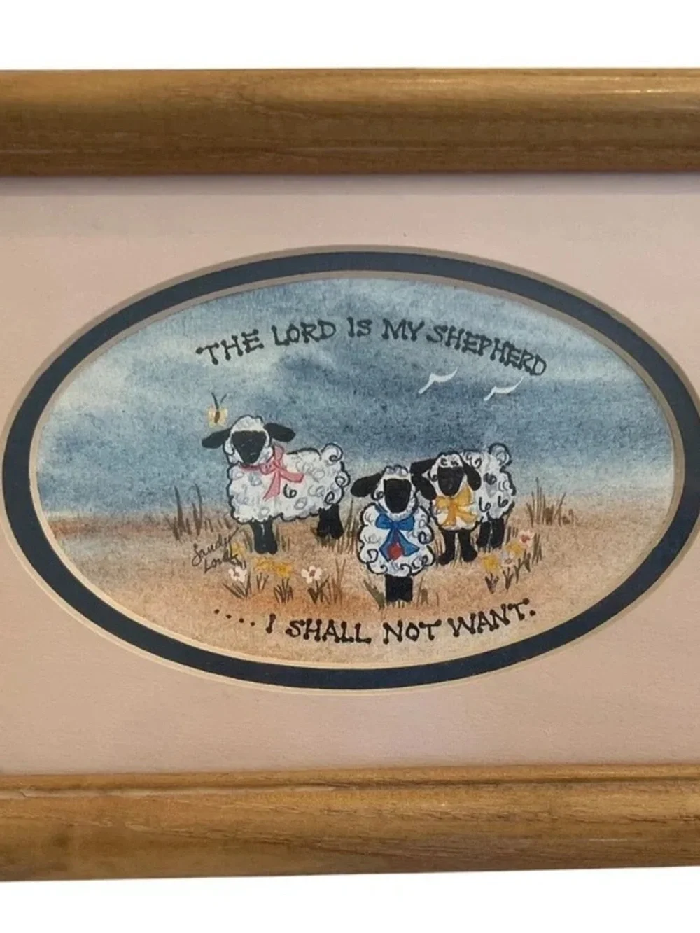 Rustic Blue Sheep Wall Art - Inspirational Home Wall Decor
